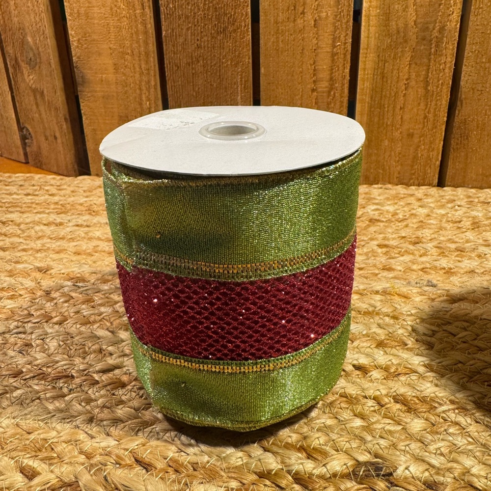 New Wide Wired Ribbon for Wreaths, Bows, Holiday Gift Wrapping, TWO Rolls - Picture 4 of 6